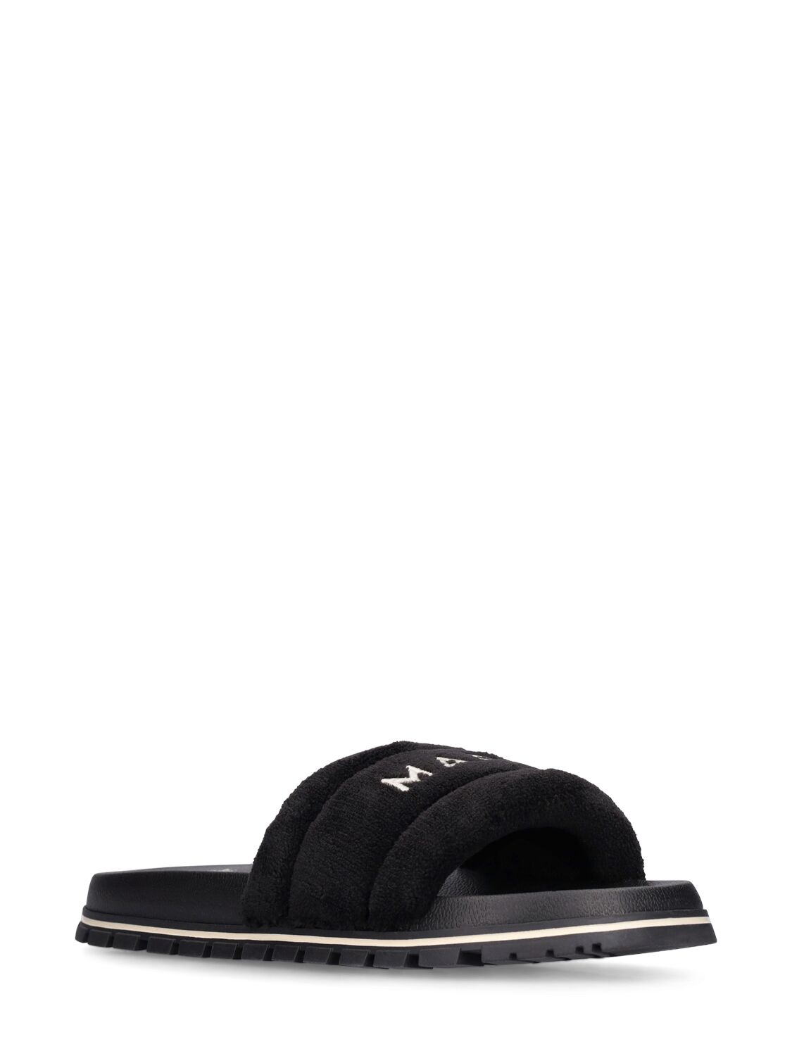 Shop Marc Jacobs Terry Faux Shearling Sandals In Black