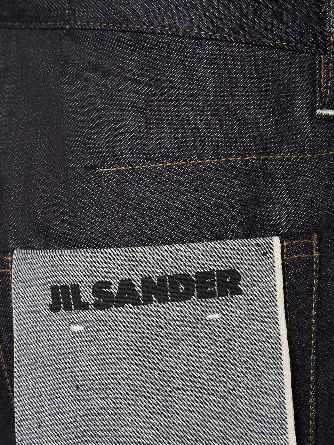 Shop Jil Sander Raw Cotton Denim Straight Jeans In Dark Blue