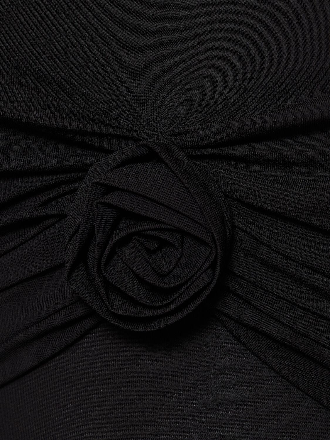 Shop Blumarine Jersey 3/4 Sleeves Draped Top W/ Rose In Black