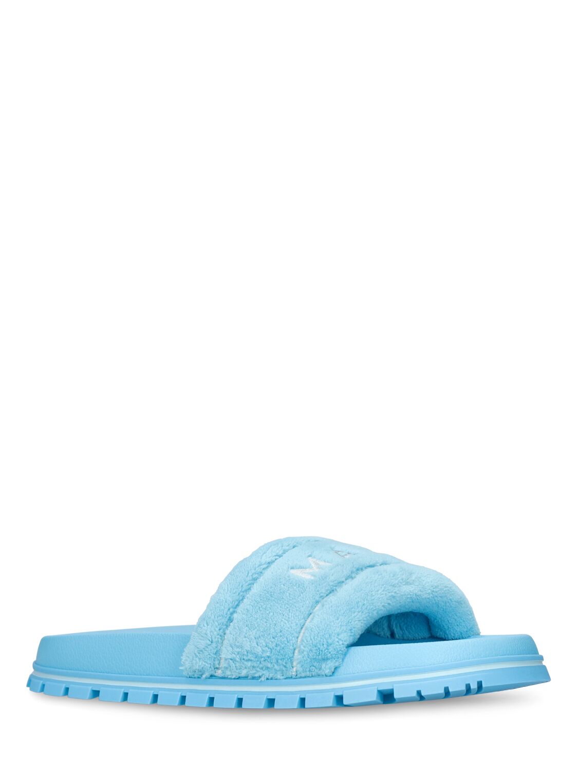 Shop Marc Jacobs Terry Faux Shearling Sandals In Light Blue
