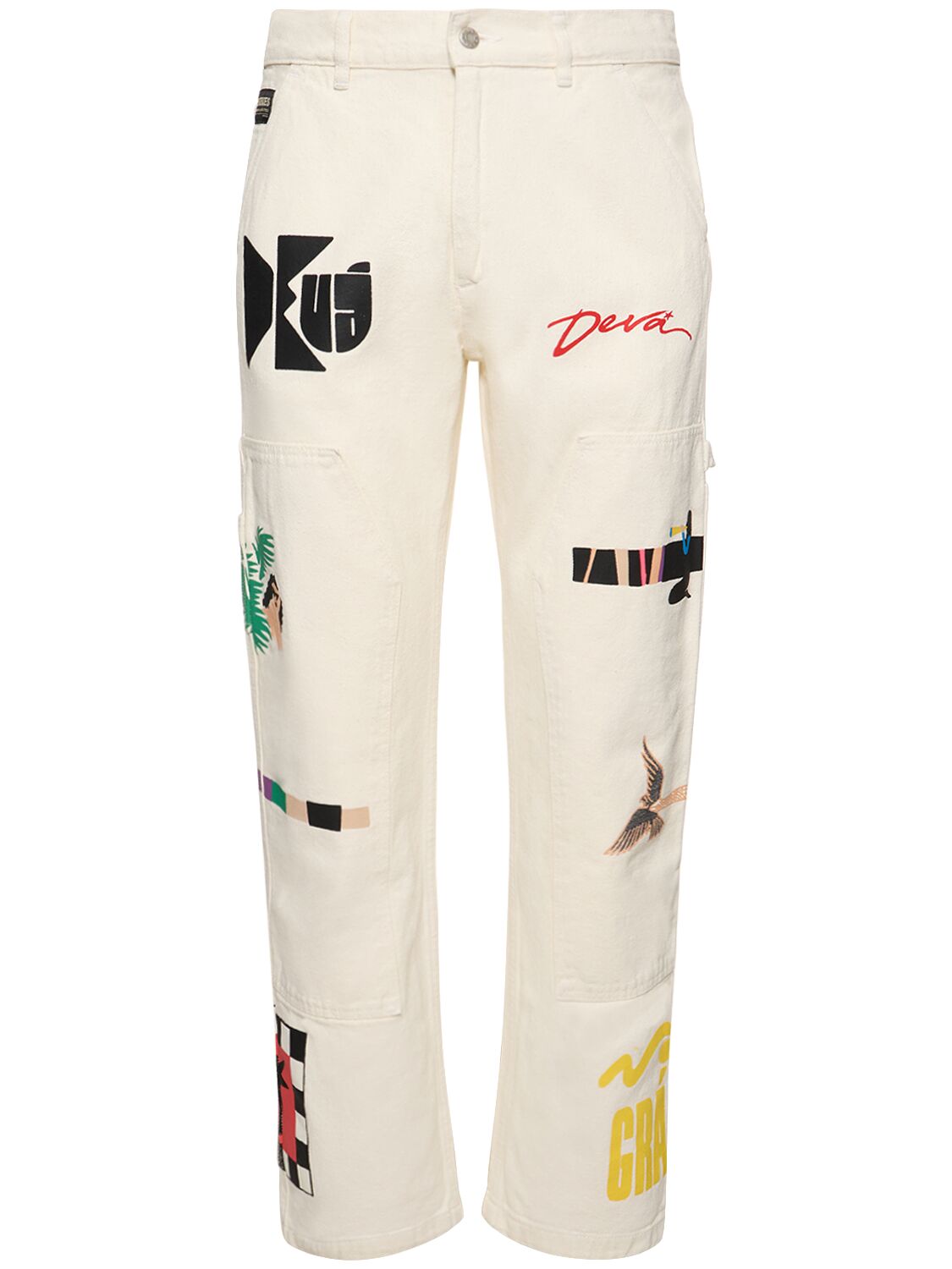 Deva States Palmera Double Knee Printed Trousers In White