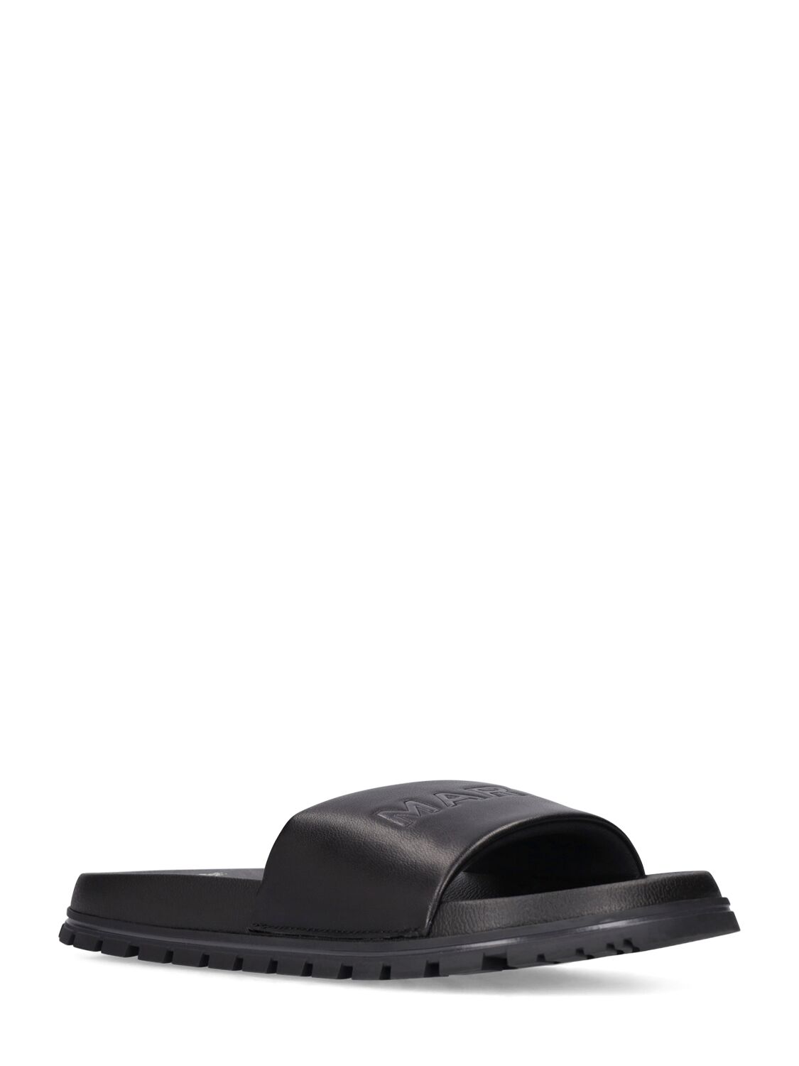 Shop Marc Jacobs Leather Slide Sandals In Black