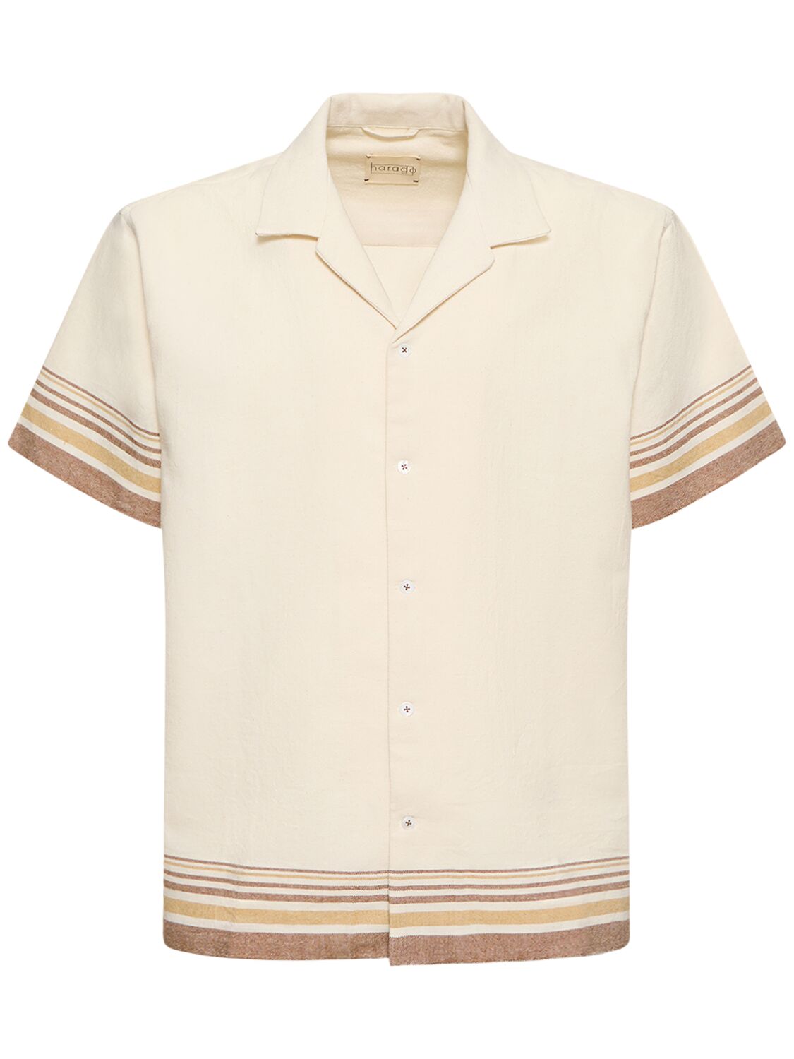 Image of Striped Cotton Short Sleeve Shirt