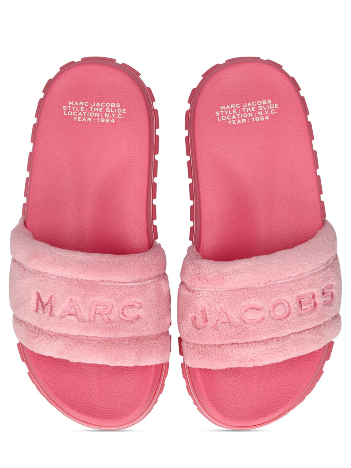 Shop Marc Jacobs Terry Faux Shearling Sandals In Pink