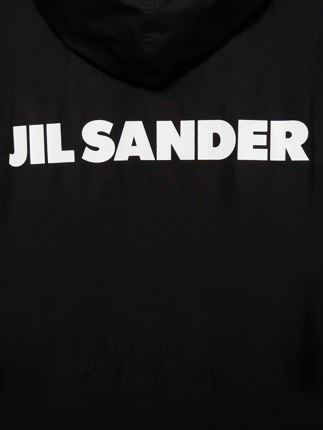 Shop Jil Sander Logo Printed Cotton Canvas Parka In Black,white