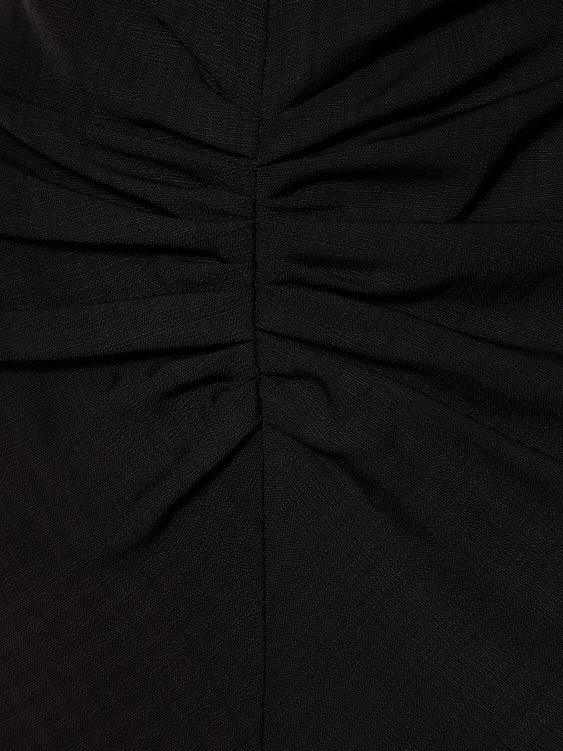 Victoria Beckham Gathered Waist Viscose Dress In Black