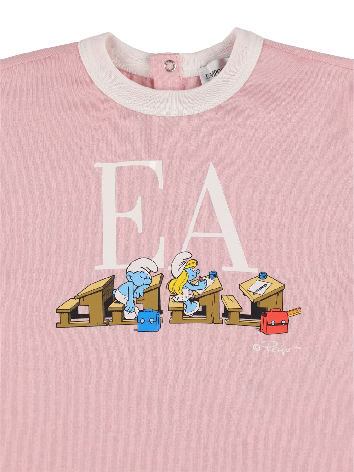 Shop Emporio Armani Printed Cotton T-shirt In Pink