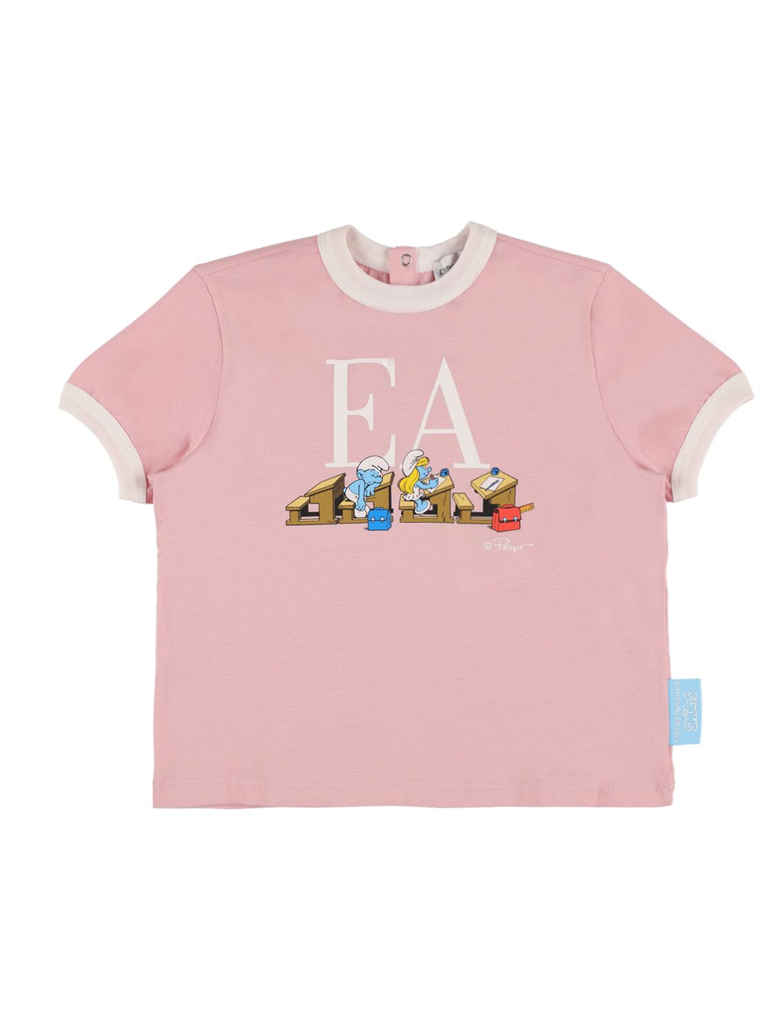 Emporio Armani Kids' Printed Cotton T-shirt In Pink