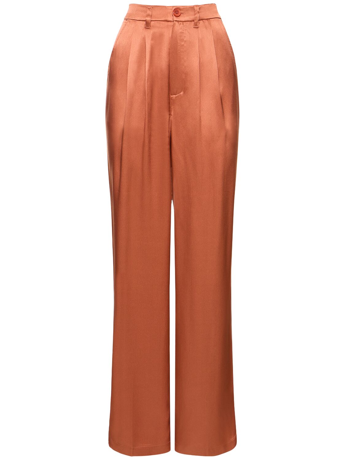 Anine Bing Carrie Silk Satin Straight Trousers In Red