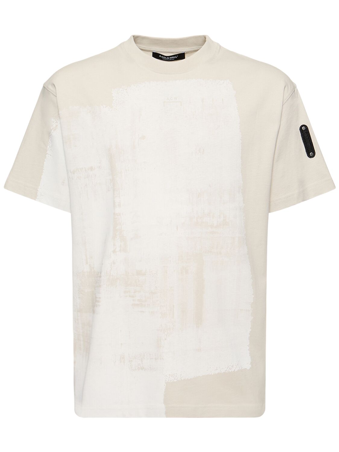 Image of Brushstroke Print Cotton Jersey T-shirt