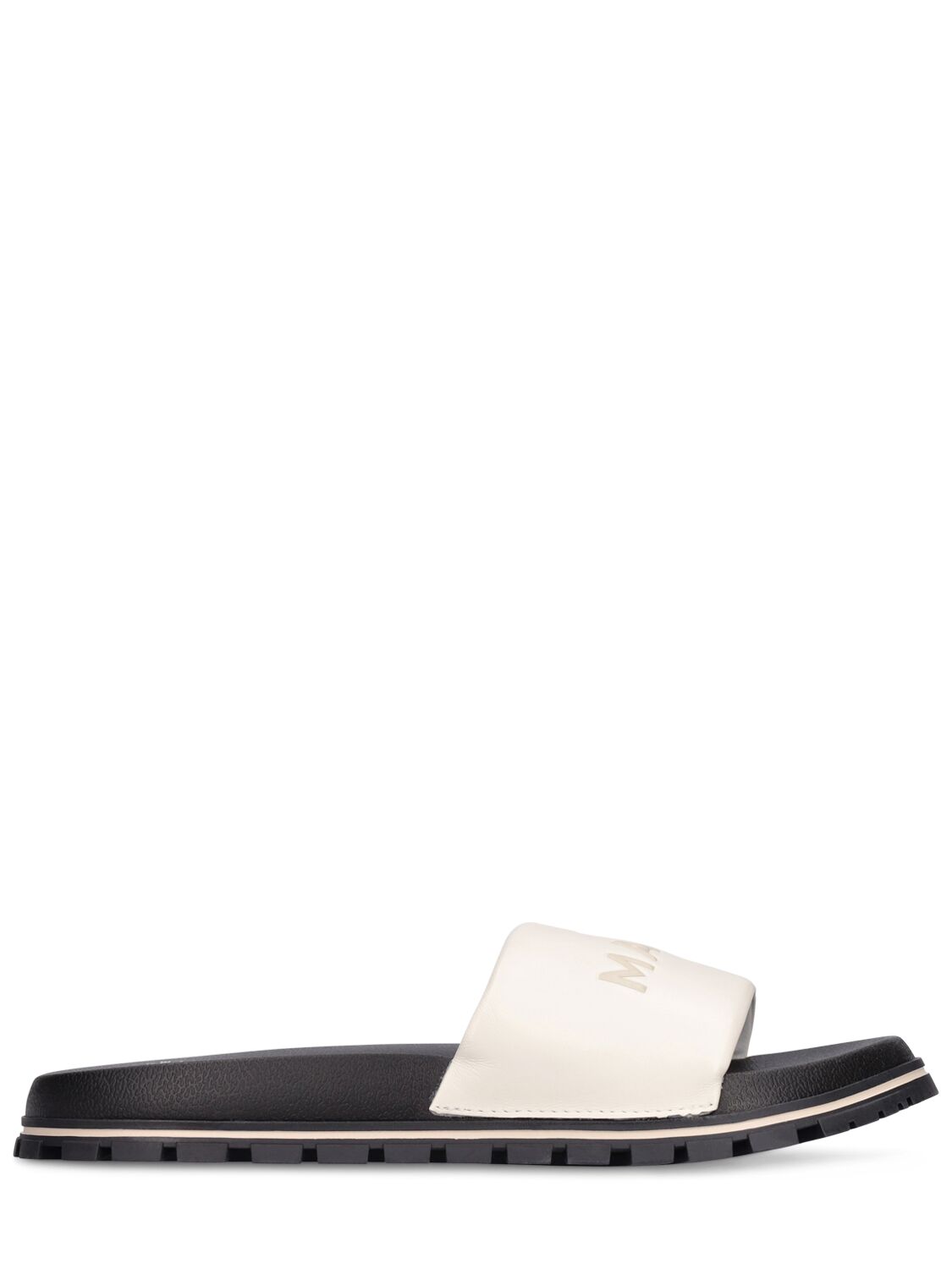 Shop Marc Jacobs Leather Slide Sandals In Black,white