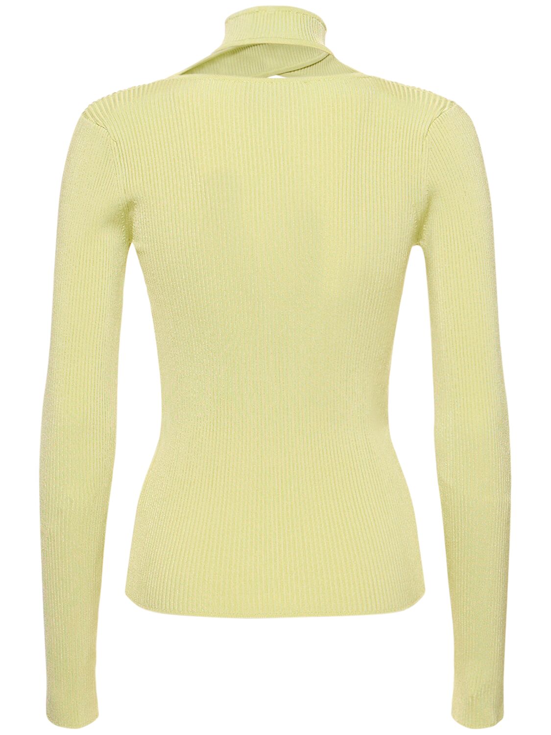 Shop Coperni Cutout Stretch Viscose Knit Jumper In Light Green