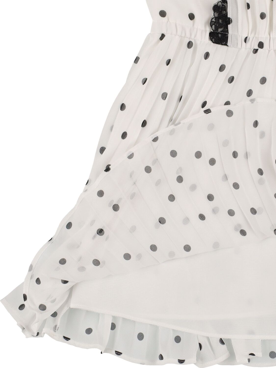 Shop Self-portrait Polka Dot Printed Chiffon Dress In White,black