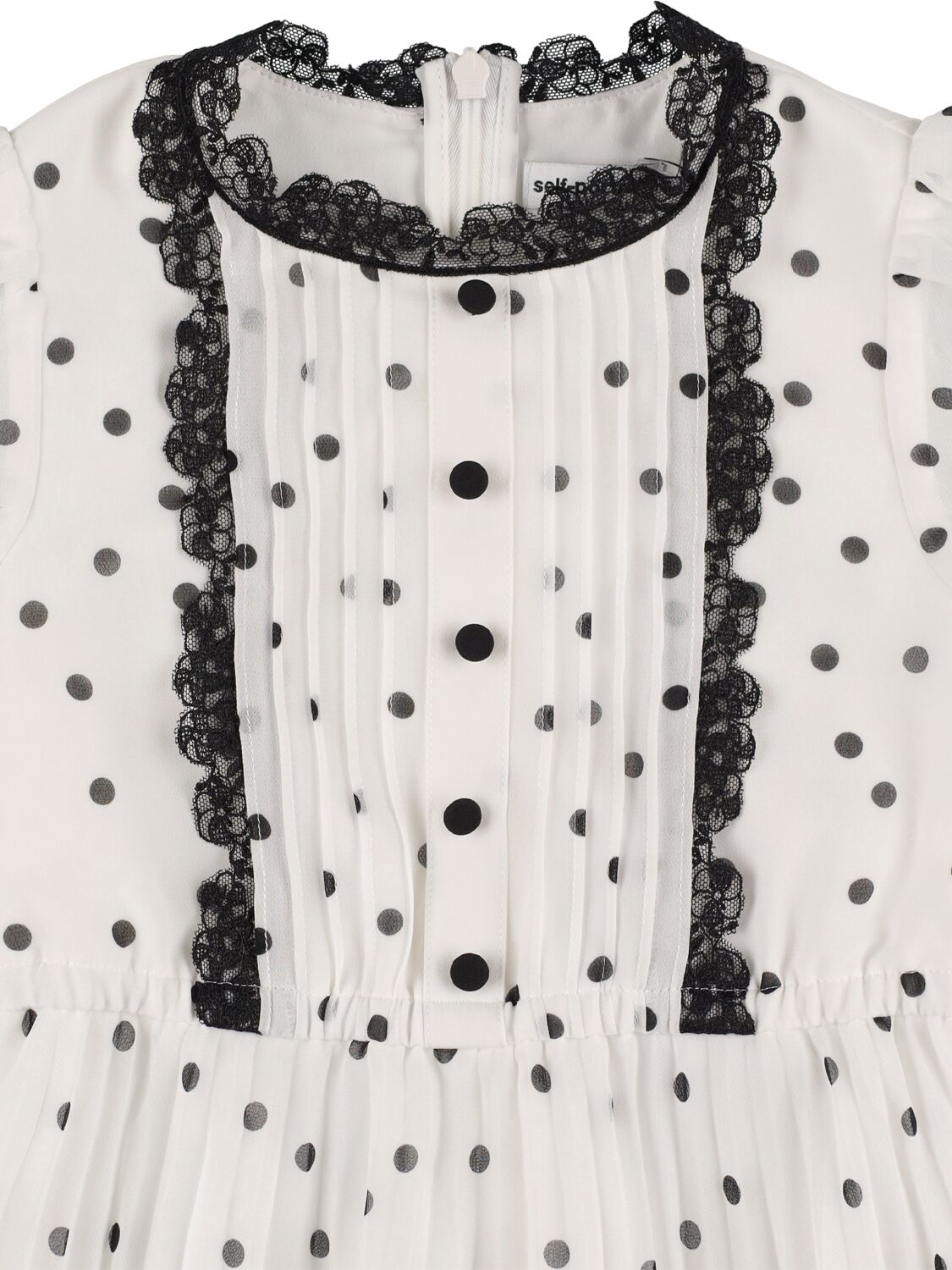 Shop Self-portrait Polka Dot Printed Chiffon Dress In White,black