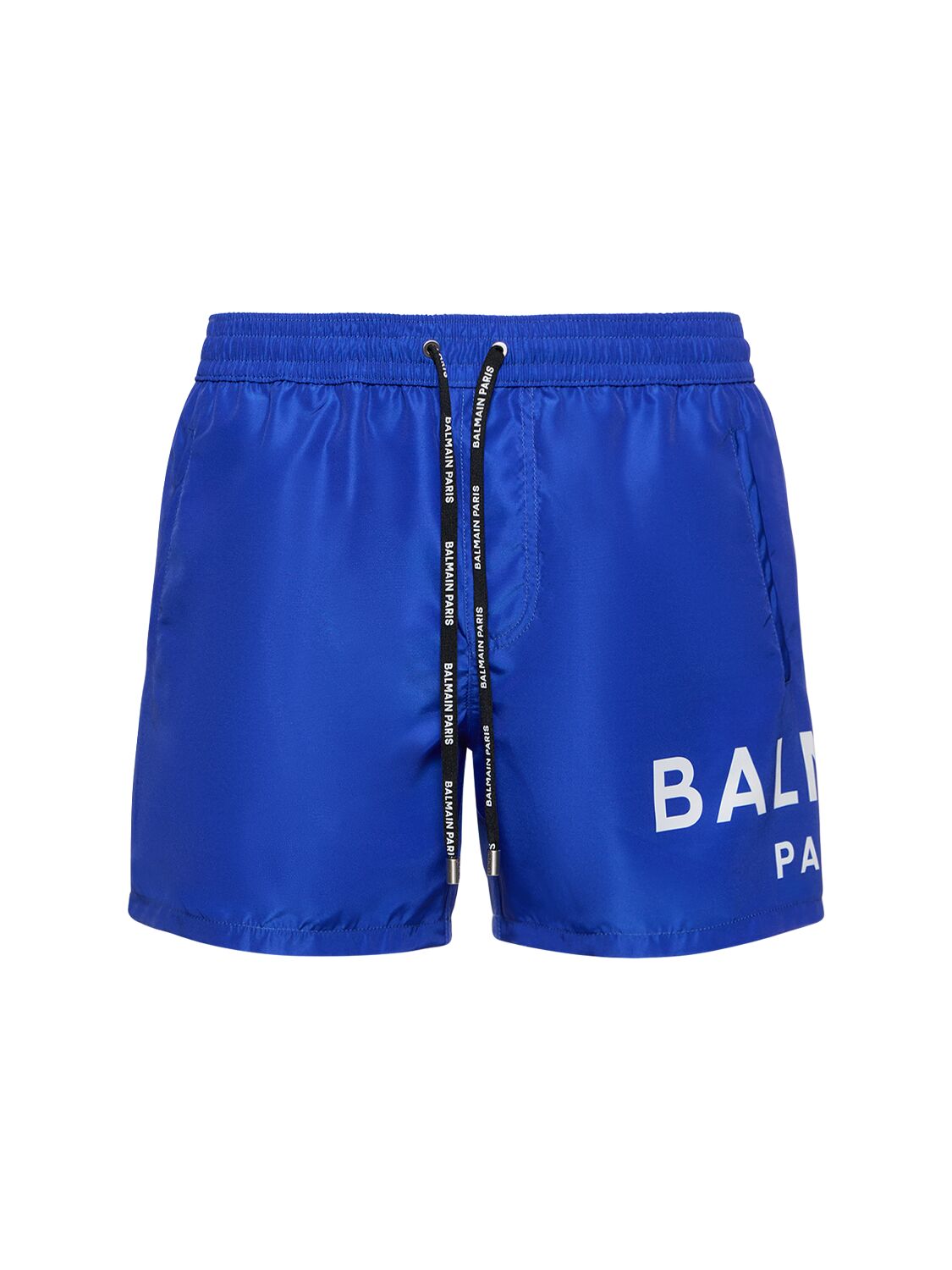 Balmain Underwear Logo Printed Stretch Nylon Swim Shorts In Blue