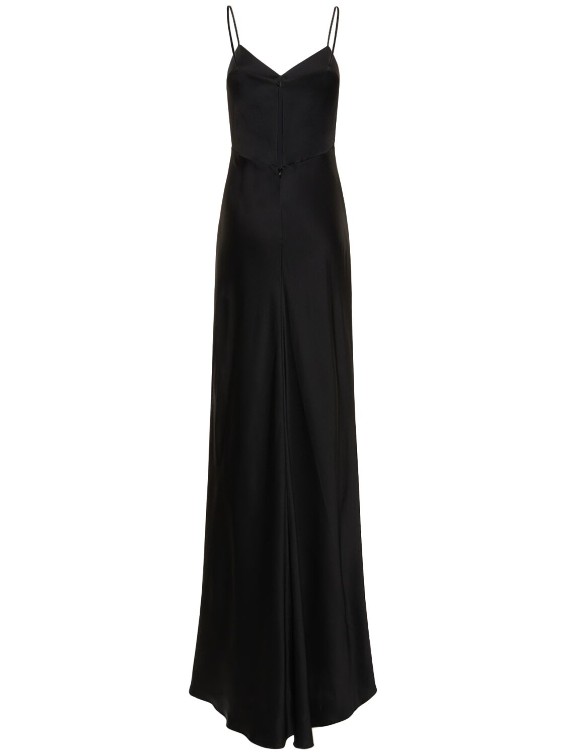 Shop Max Mara Selce Viscose Satin Long Dress In Black
