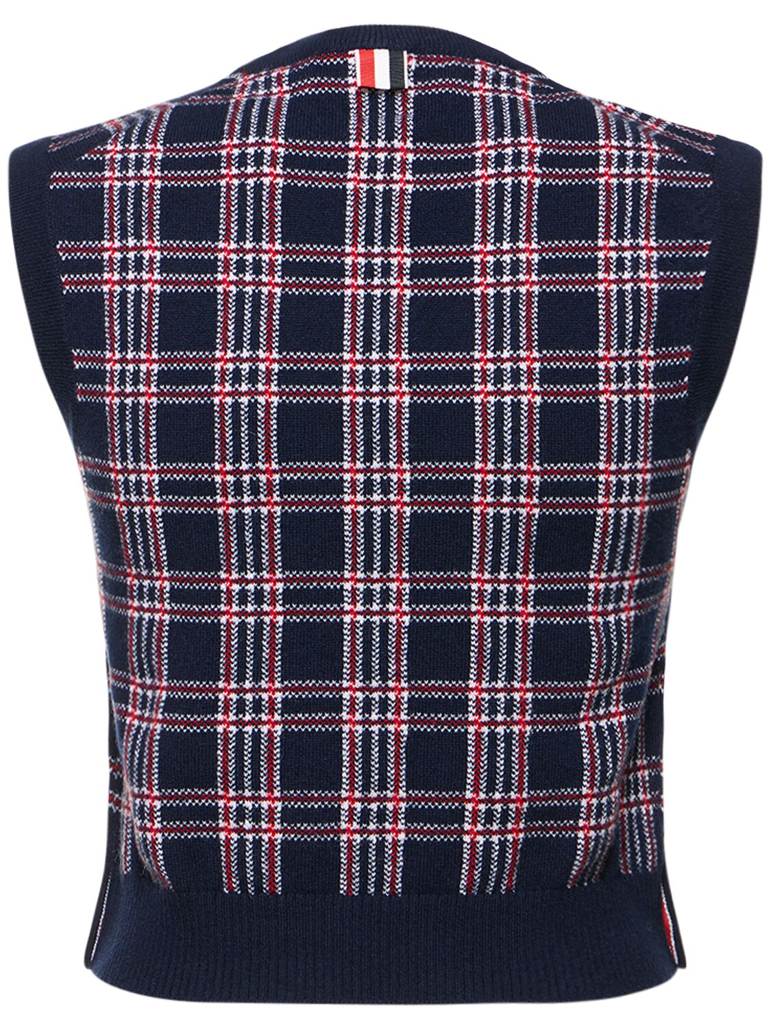 Shop Thom Browne Checked Cashmere Knit Cropped Vest In Multicolor