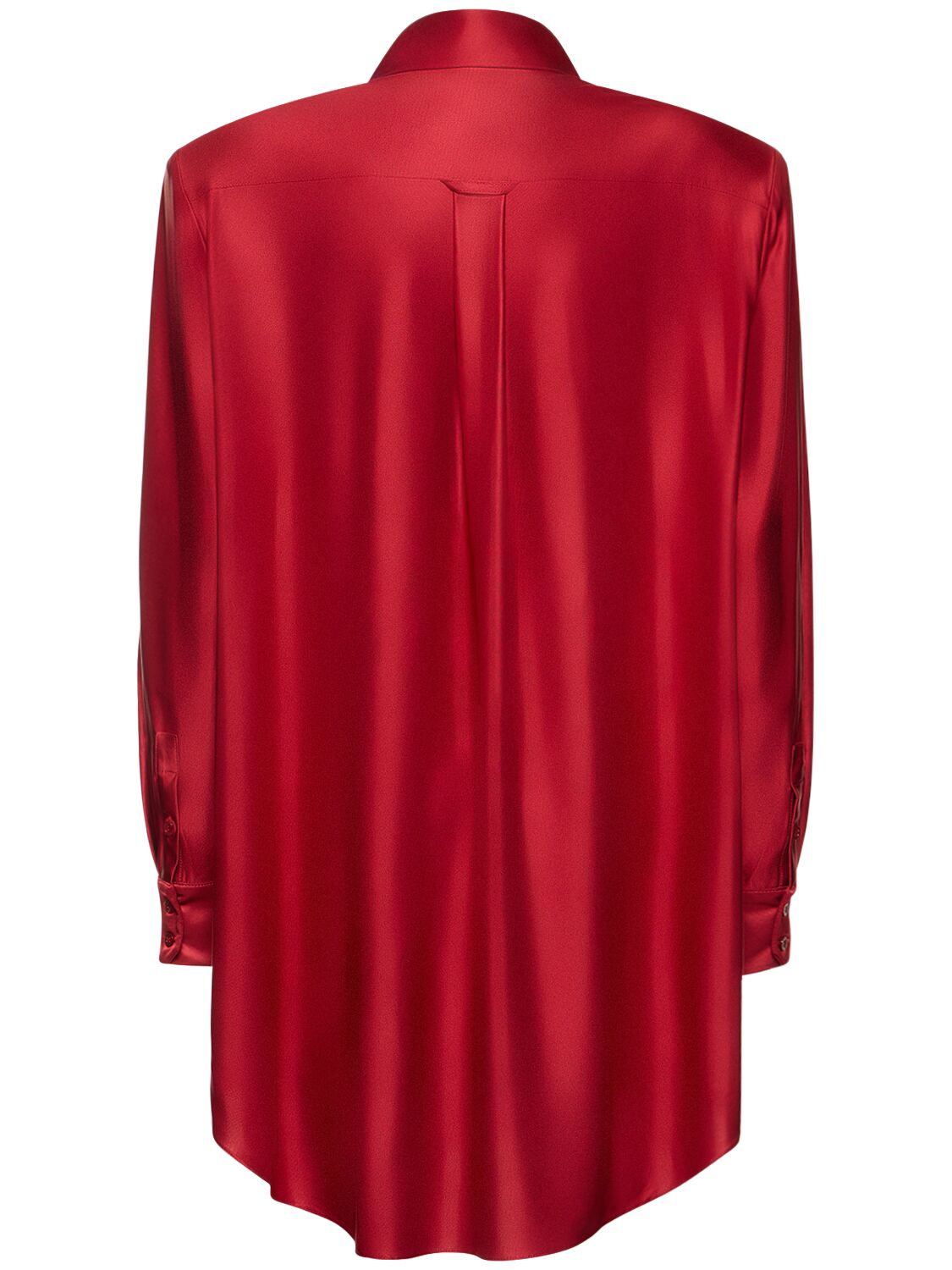Shop Alexandre Vauthier Shiny Jersey Mini Shirt Dress In Dark Red