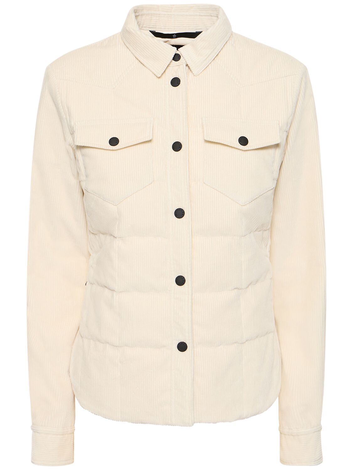 Moncler Nangy Stretch Corduroy Down Shirt Jacket In Pink