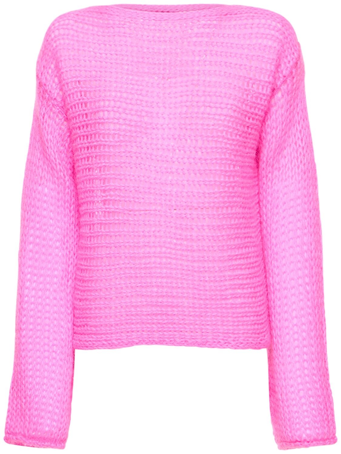 FORTE FORTE BOAT NECK CROPPED MOHAIR BLEND SWEATER