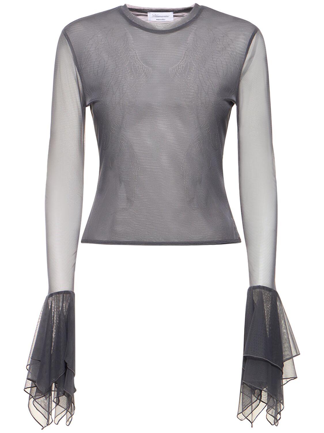 Image of Tulle Ruffled Long Sleeve Top