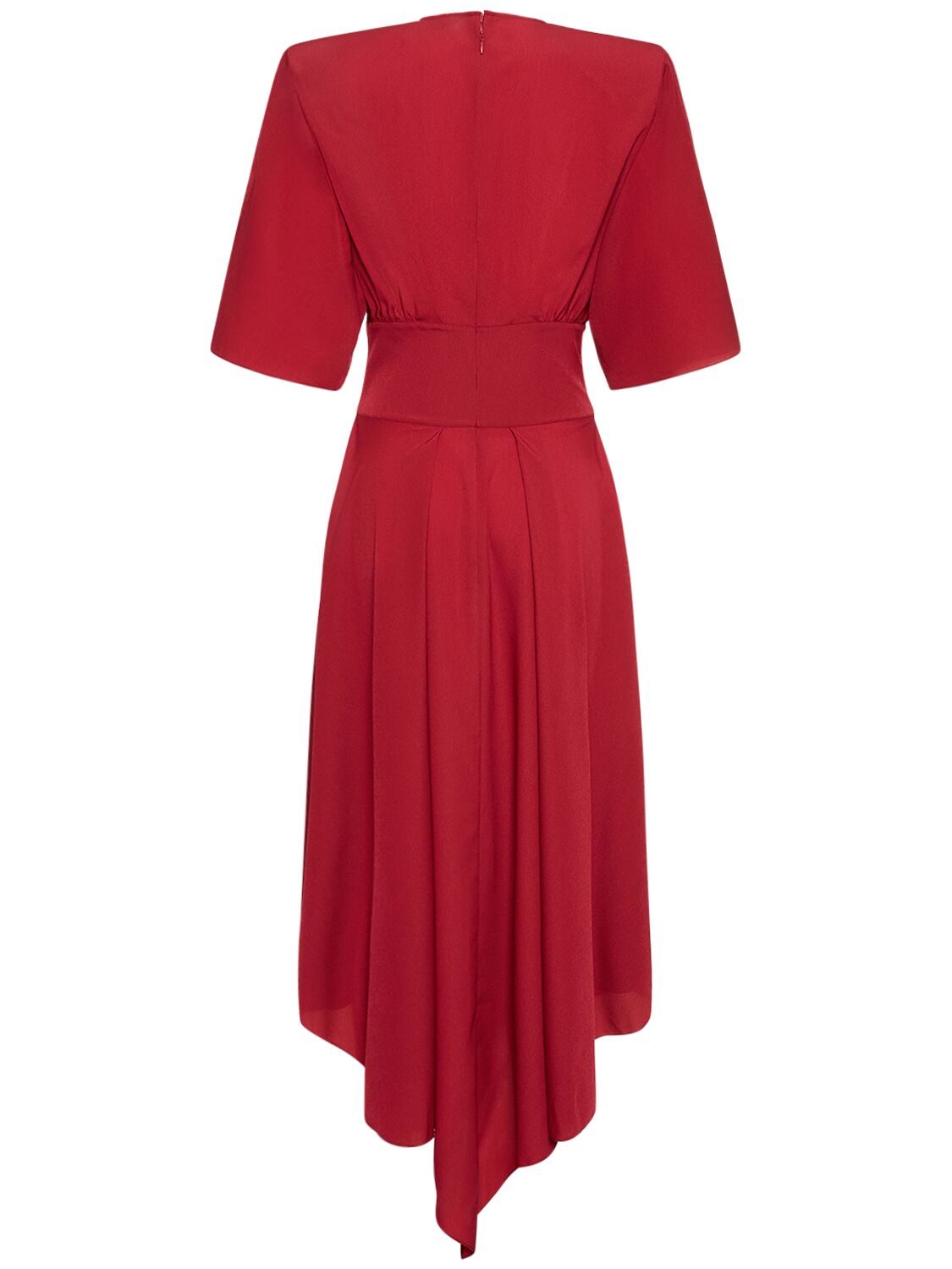 Shop Alexandre Vauthier Shiny Jersey Midi Dress In Dark Red