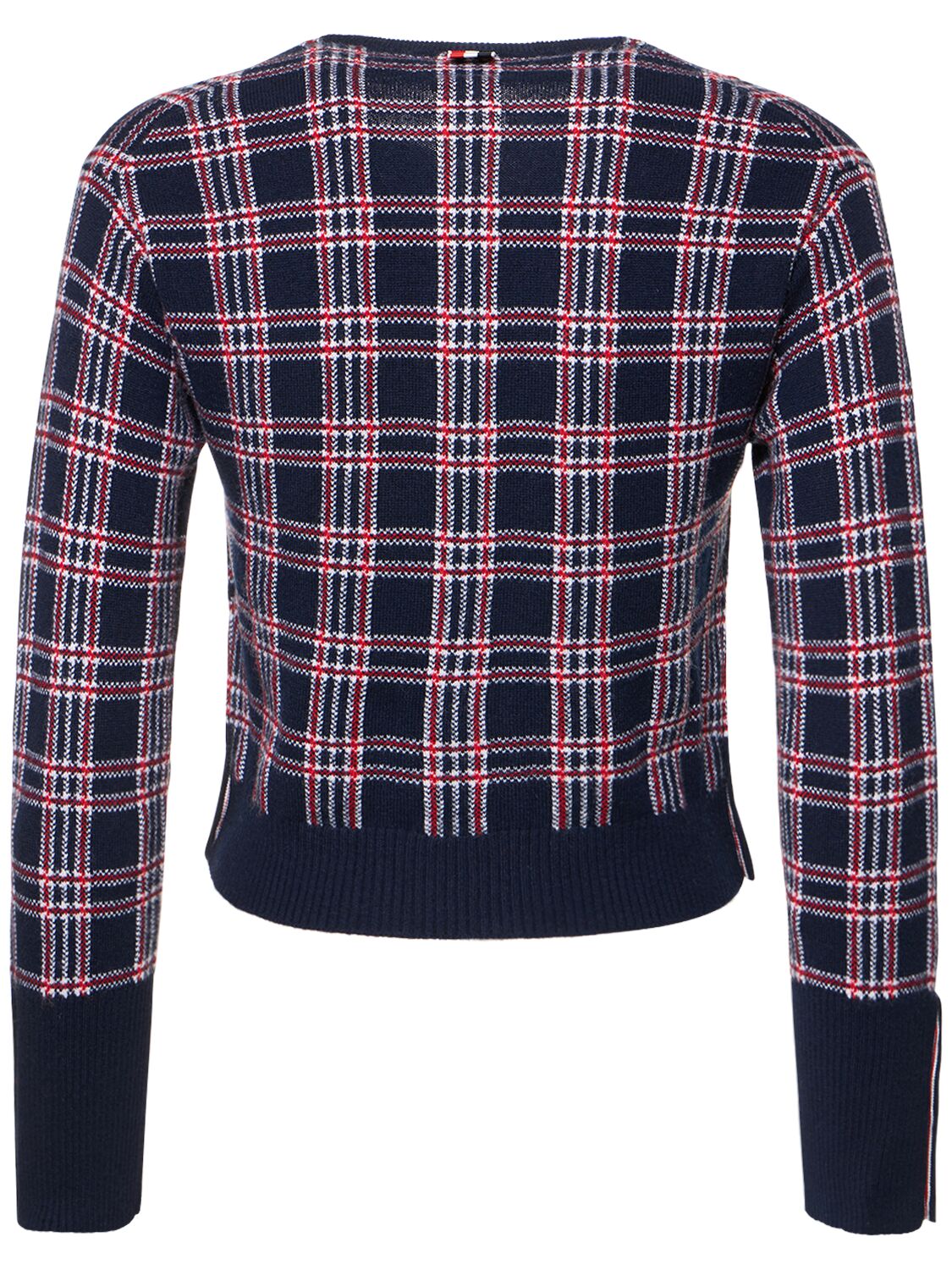 Shop Thom Browne Checked Cashmere Knit Cropped Cardigan In Multicolor