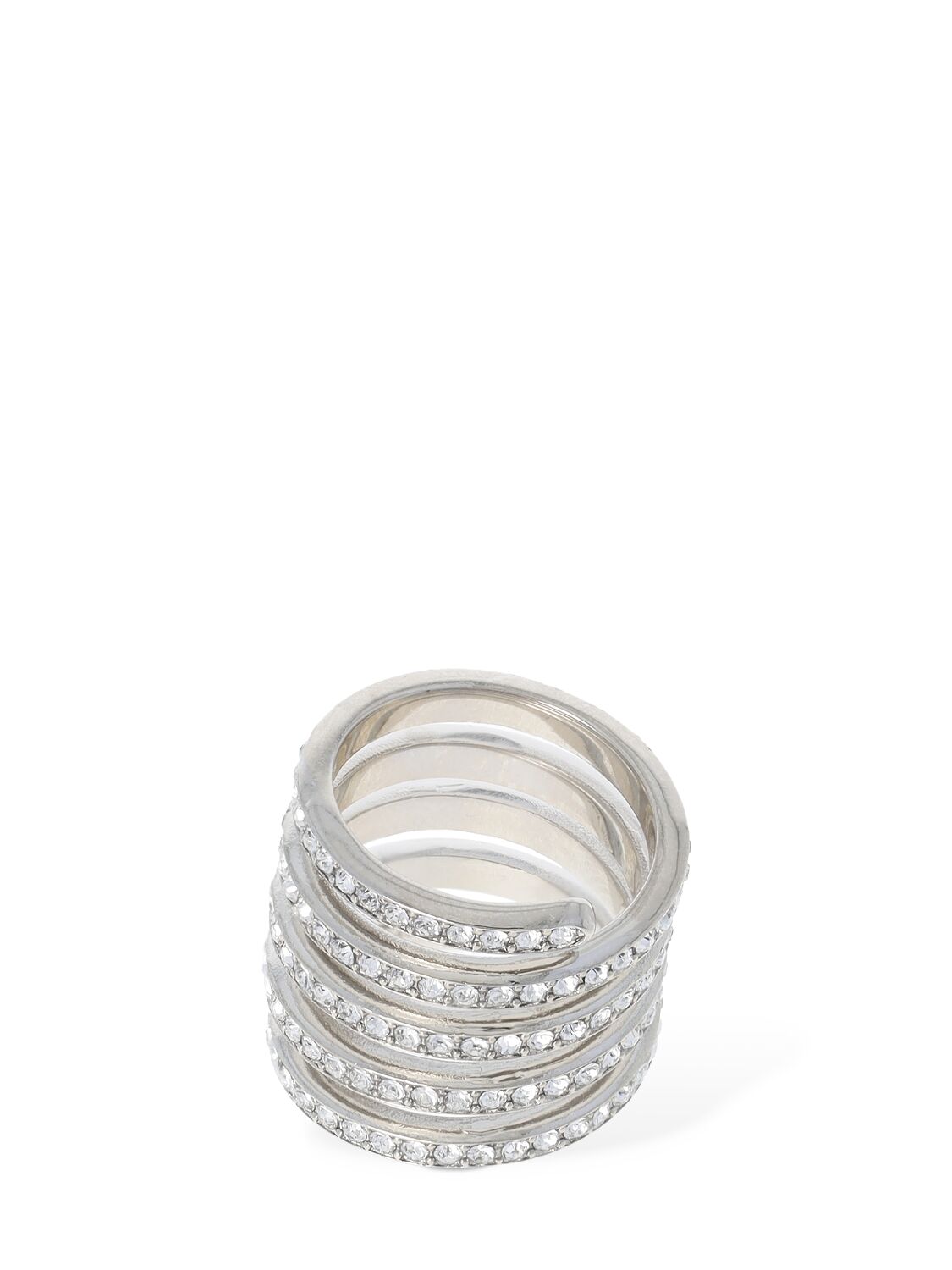 Shop Amina Muaddi Vittoria Crystal Ring In Silver