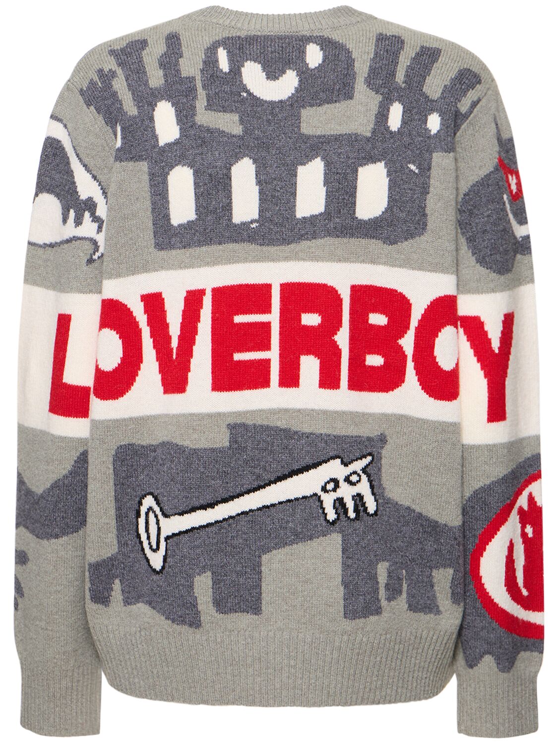 Shop Charles Jeffrey Loverboy Loverboy Logo Sweater In Grey,multi
