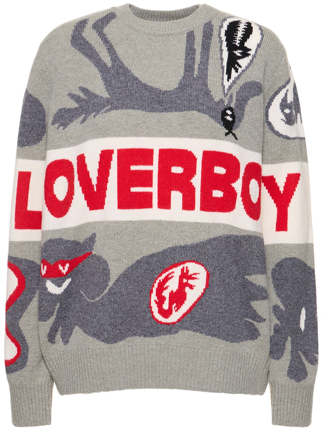 Shop Charles Jeffrey Loverboy Loverboy Logo Sweater In Grey,multi