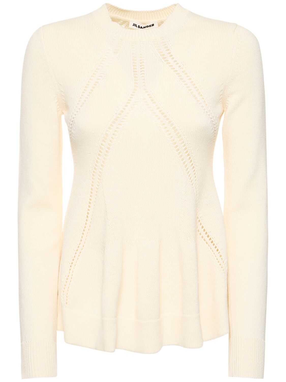 Image of Pointelle Knit Wool & Cotton Sweater