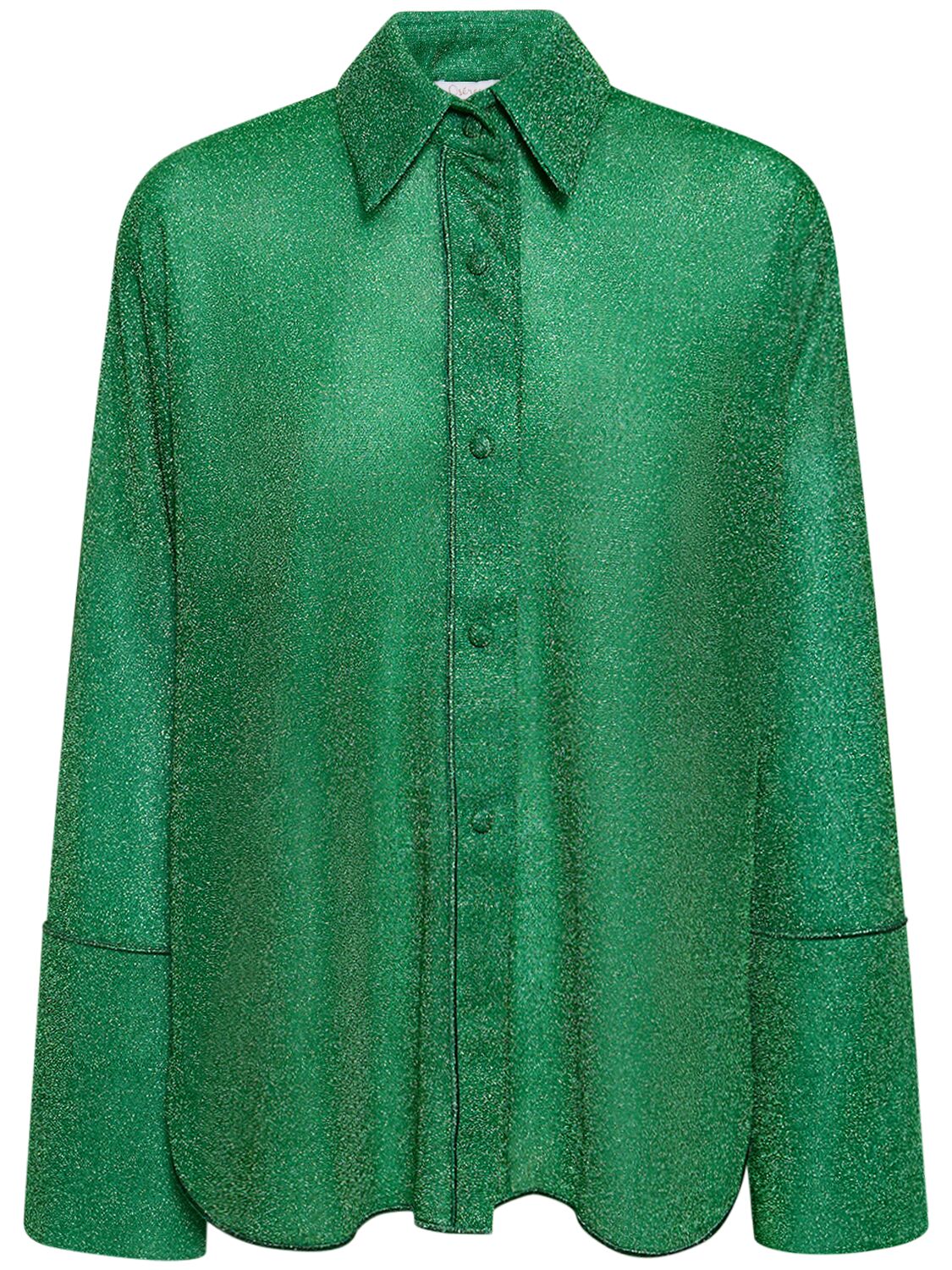Oséree Swimwear Lumiere Lurex Long Sleeved Shirt In Green
