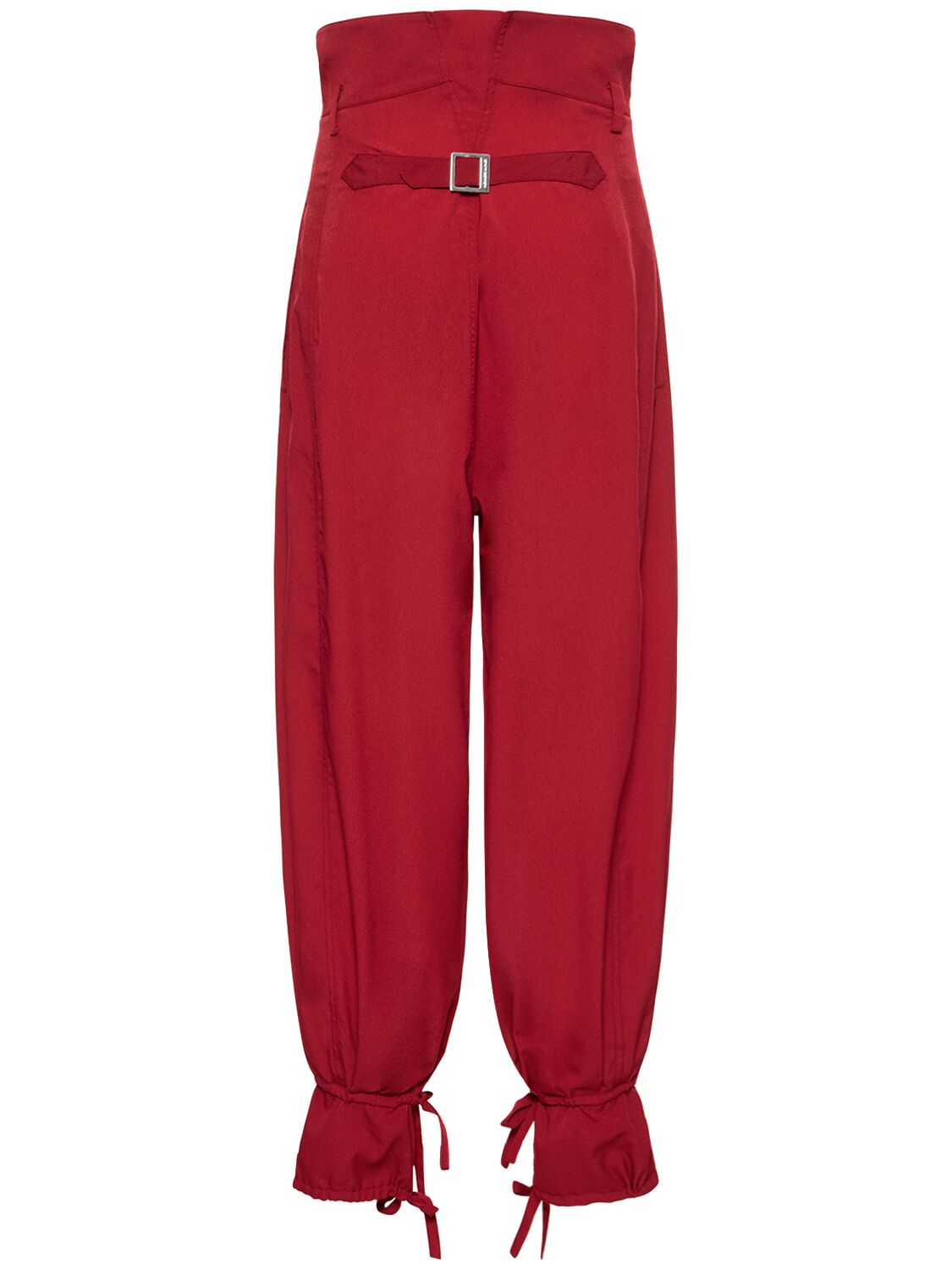 Shop Alexandre Vauthier High Rise Wide Crepe Pants In Dark Red