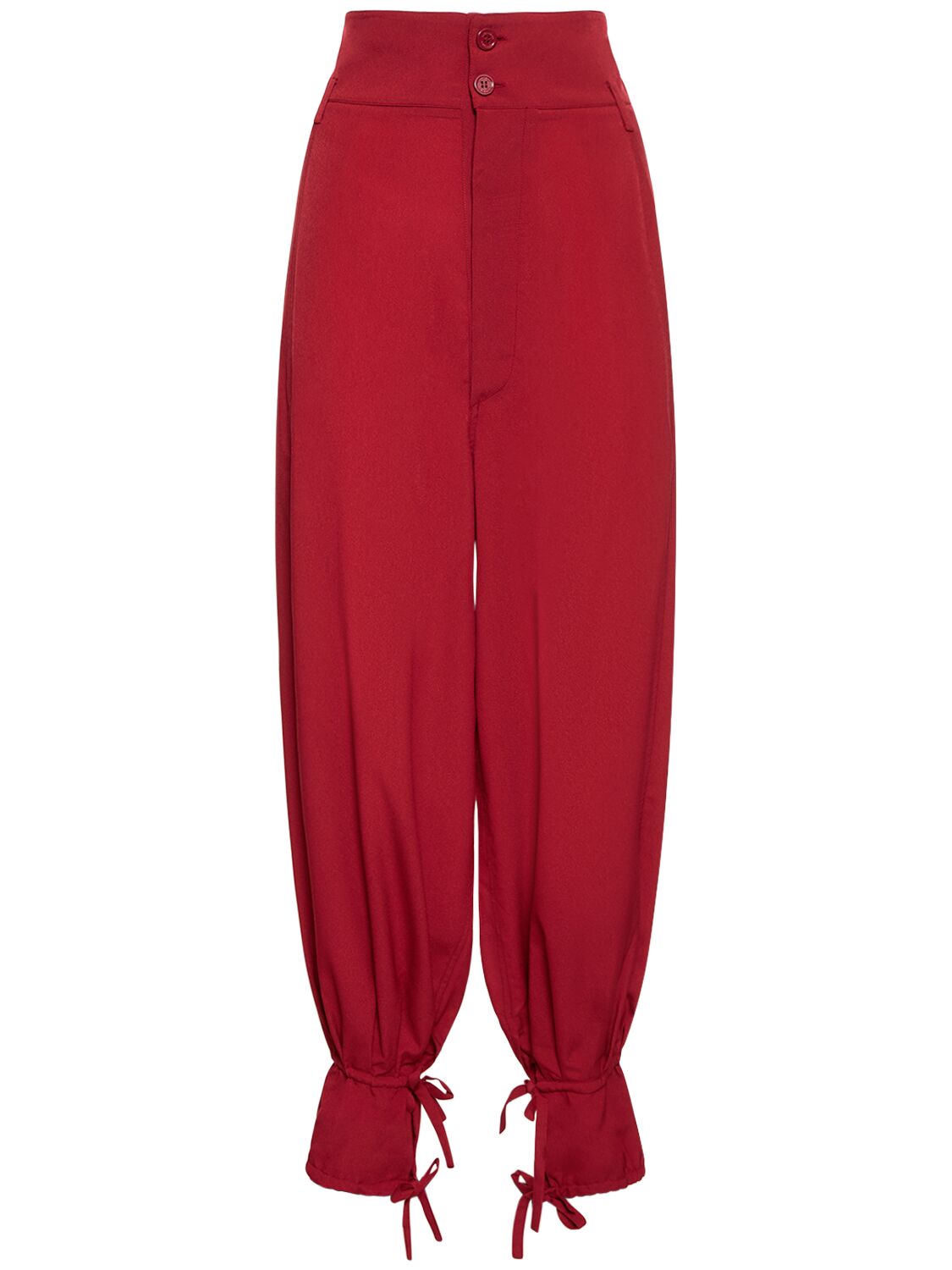 Alexandre Vauthier High Rise Wide Crepe Pants In Dark Red
