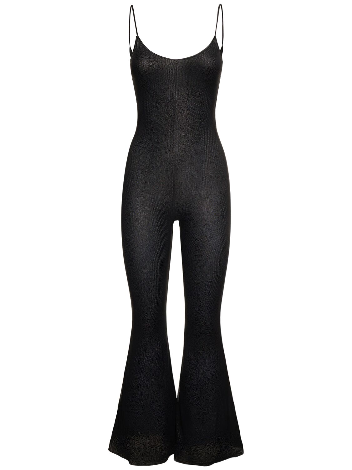 Oséree Swimwear Laminated Mesh Jumpsuit In Black