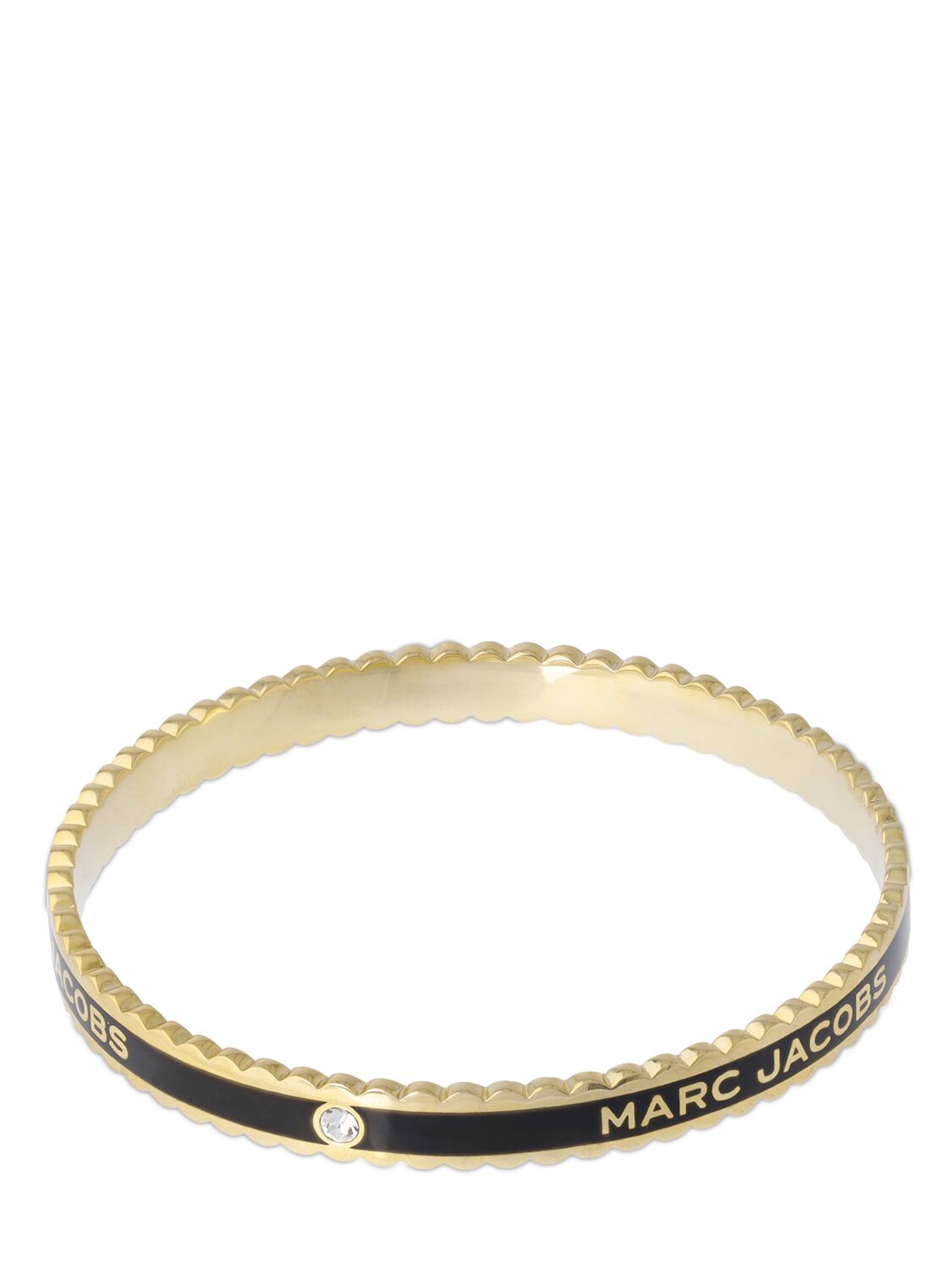 Shop Marc Jacobs The Medallion Scalloped Bangle Bracelet In Black,gold