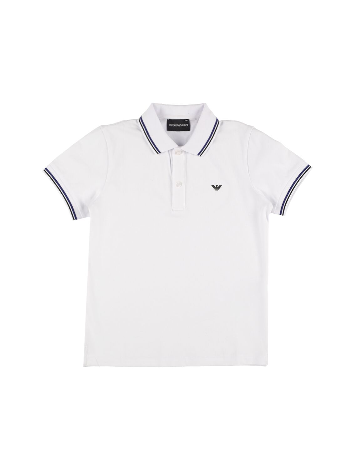 Emporio Armani Kids' Cotton Piqué Polo Shirt W/ Logo In White