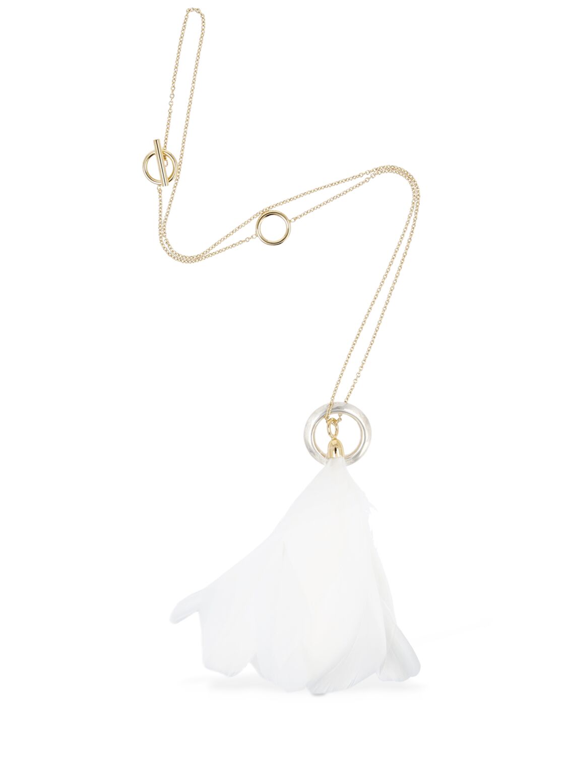 Shop Jil Sander Fickle 3 Long Necklace In Weiss,gold