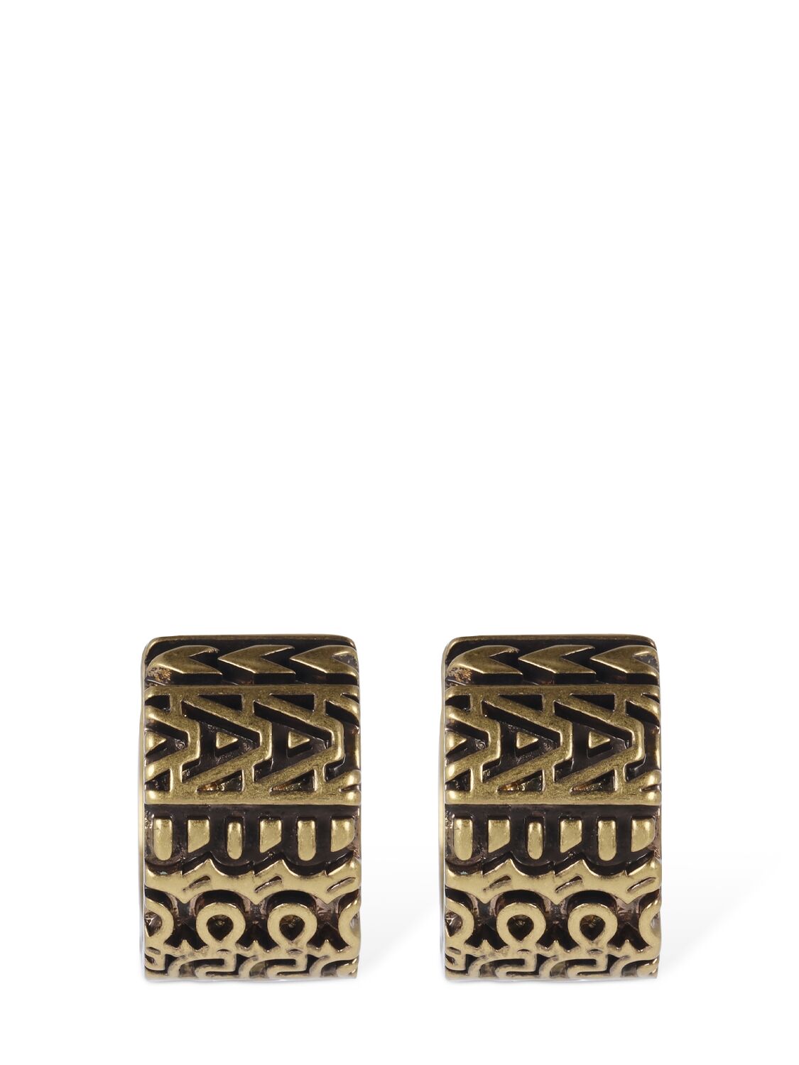 Marc Jacobs Monogram Engraved Hoop Earrings In Aged Gold
