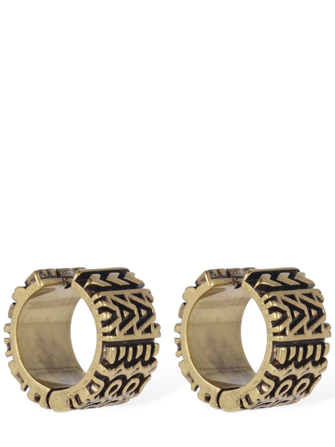 Shop Marc Jacobs Monogram Engraved Hoop Earrings In Aged Gold