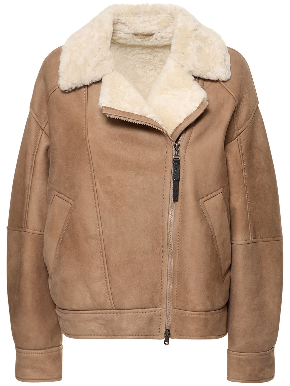 Shearling Leather Jacket W/ Zip – WOMEN > CLOTHING > JACKETS