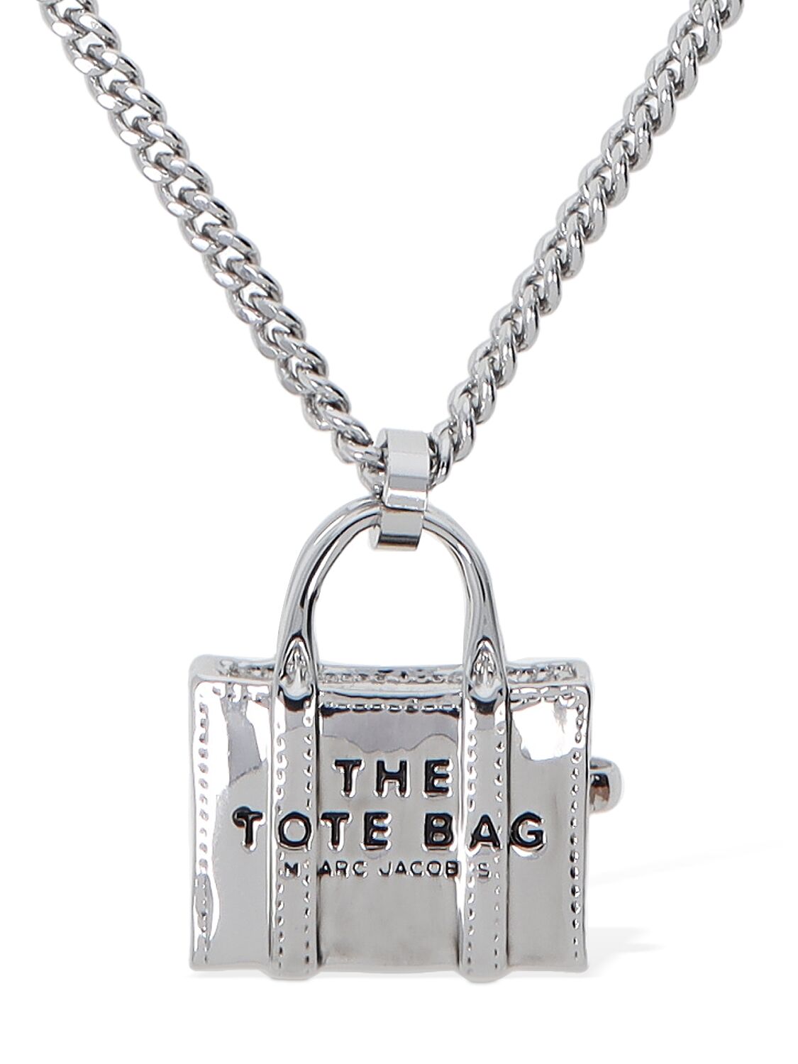 Marc Jacobs The Tote Bag Pendant Necklace In Silver