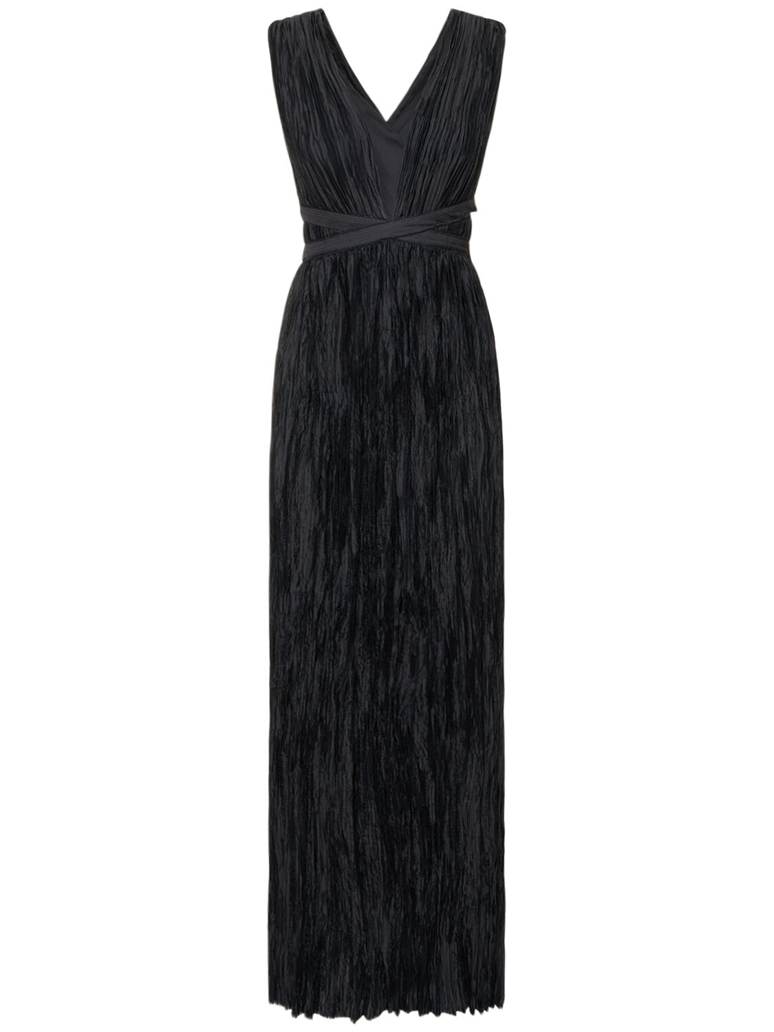 Mona Pleated Tech Long Gown – WOMEN > CLOTHING > DRESSES