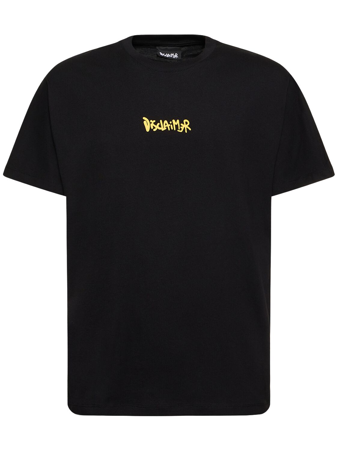 Disclaimer Logo Cotton T-shirt In Black,yellow
