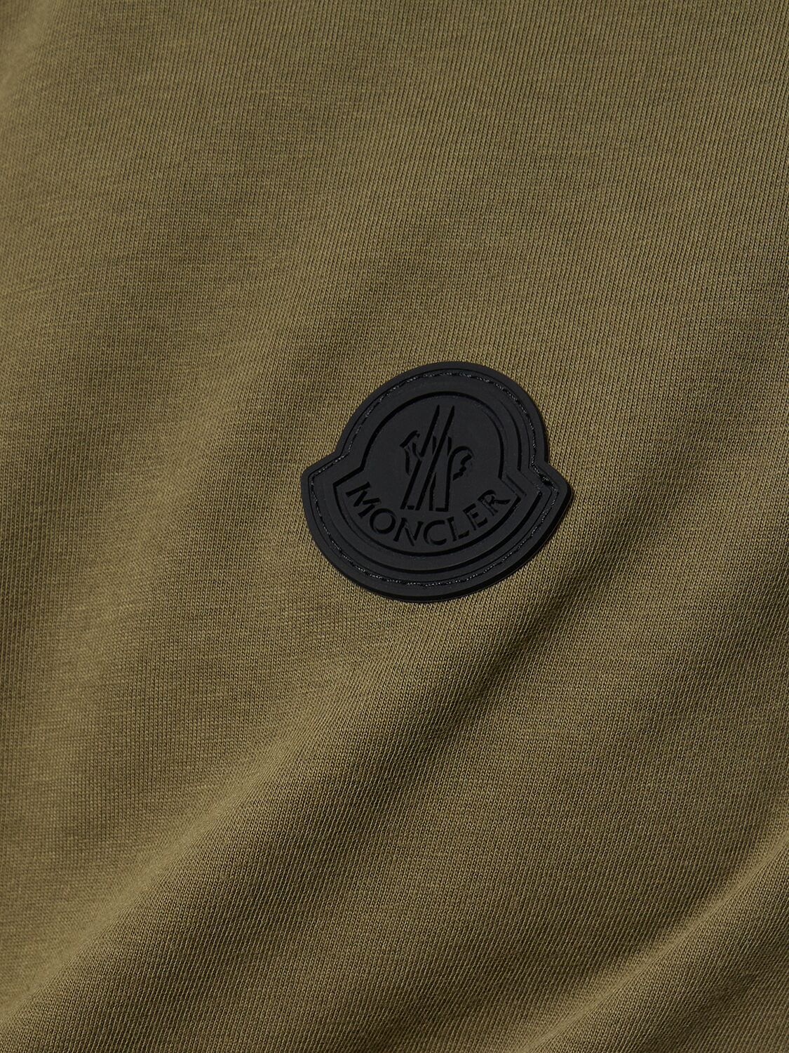 Moncler Logo Detail Cotton Jersey T-Shirt Olive Green