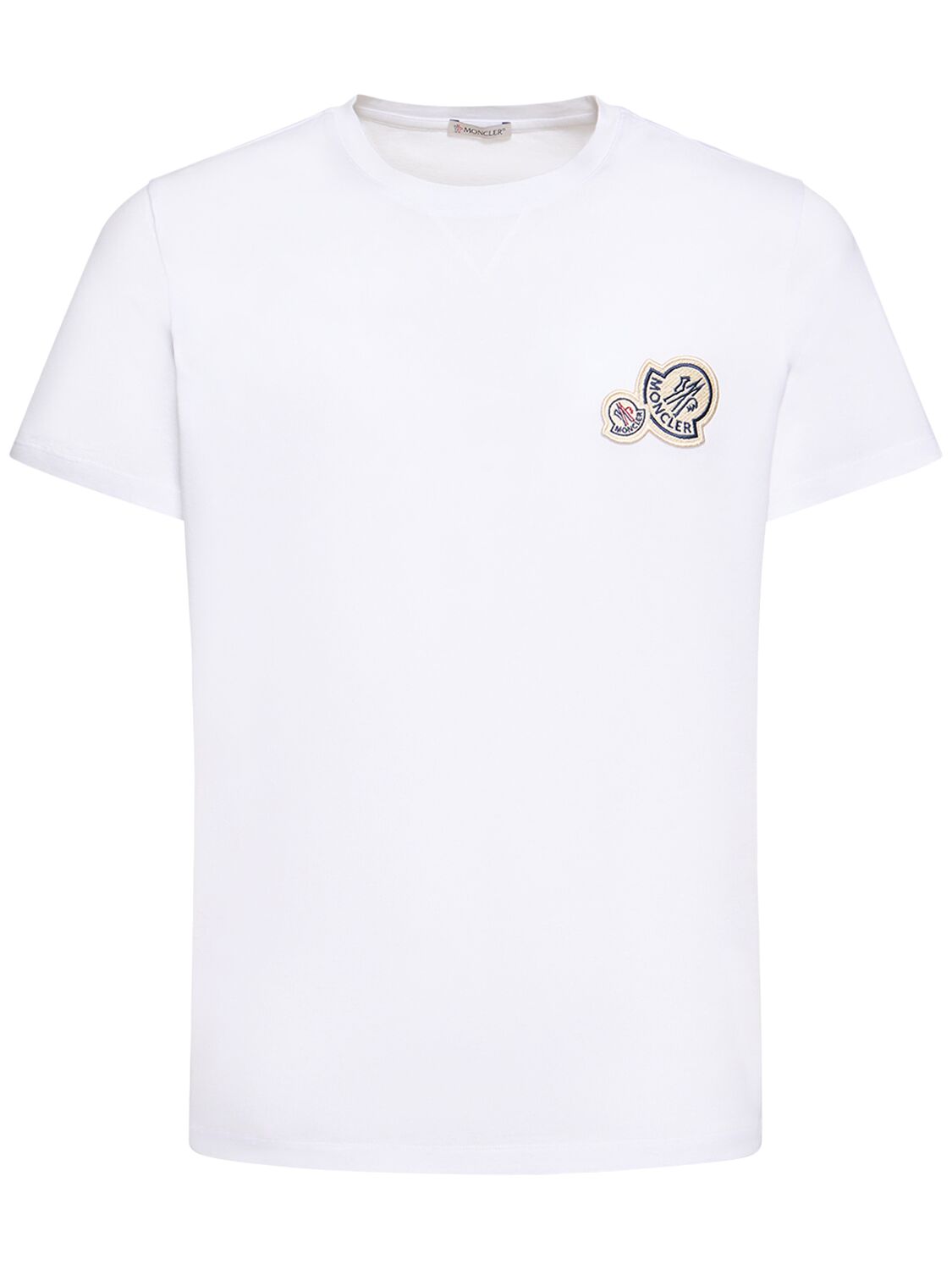 Shop Moncler Logo Patch Cotton Jersey T-shirt In Optic White