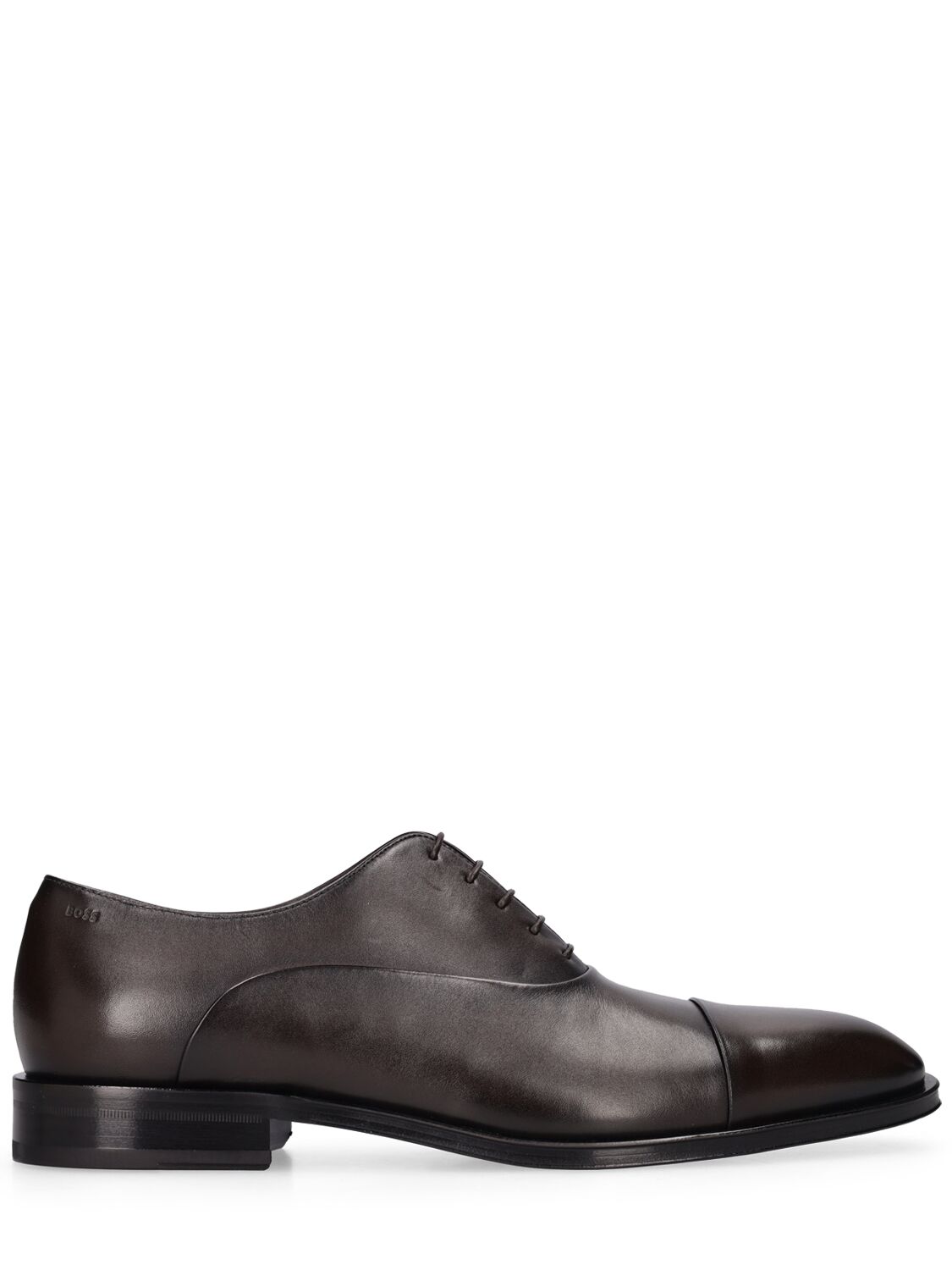 Hugo Boss Derrek Leather Oxford Lace-up Shoes In Dark Brown