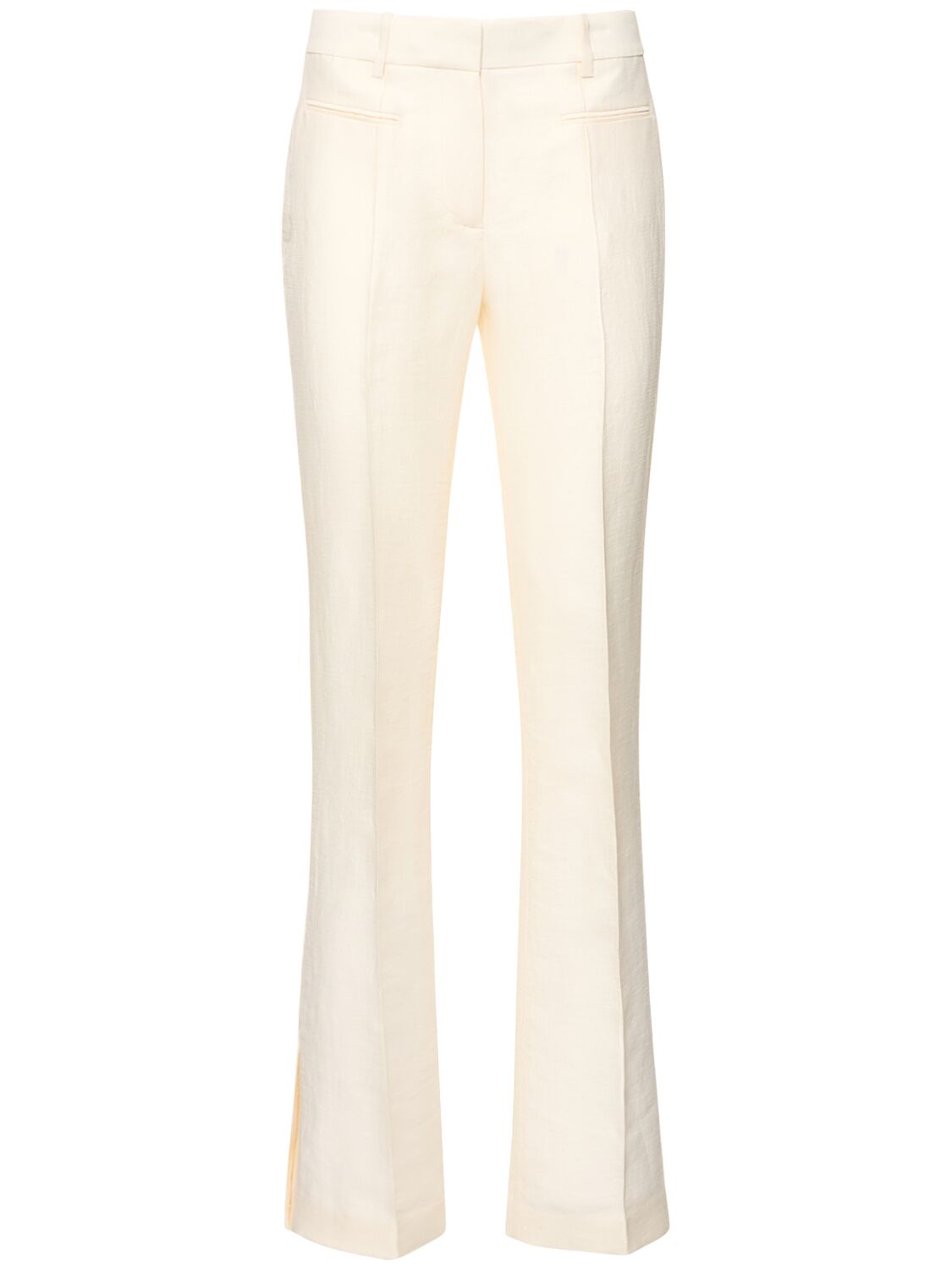 Helmut Lang Linen Blend Straight Trousers In Ivory