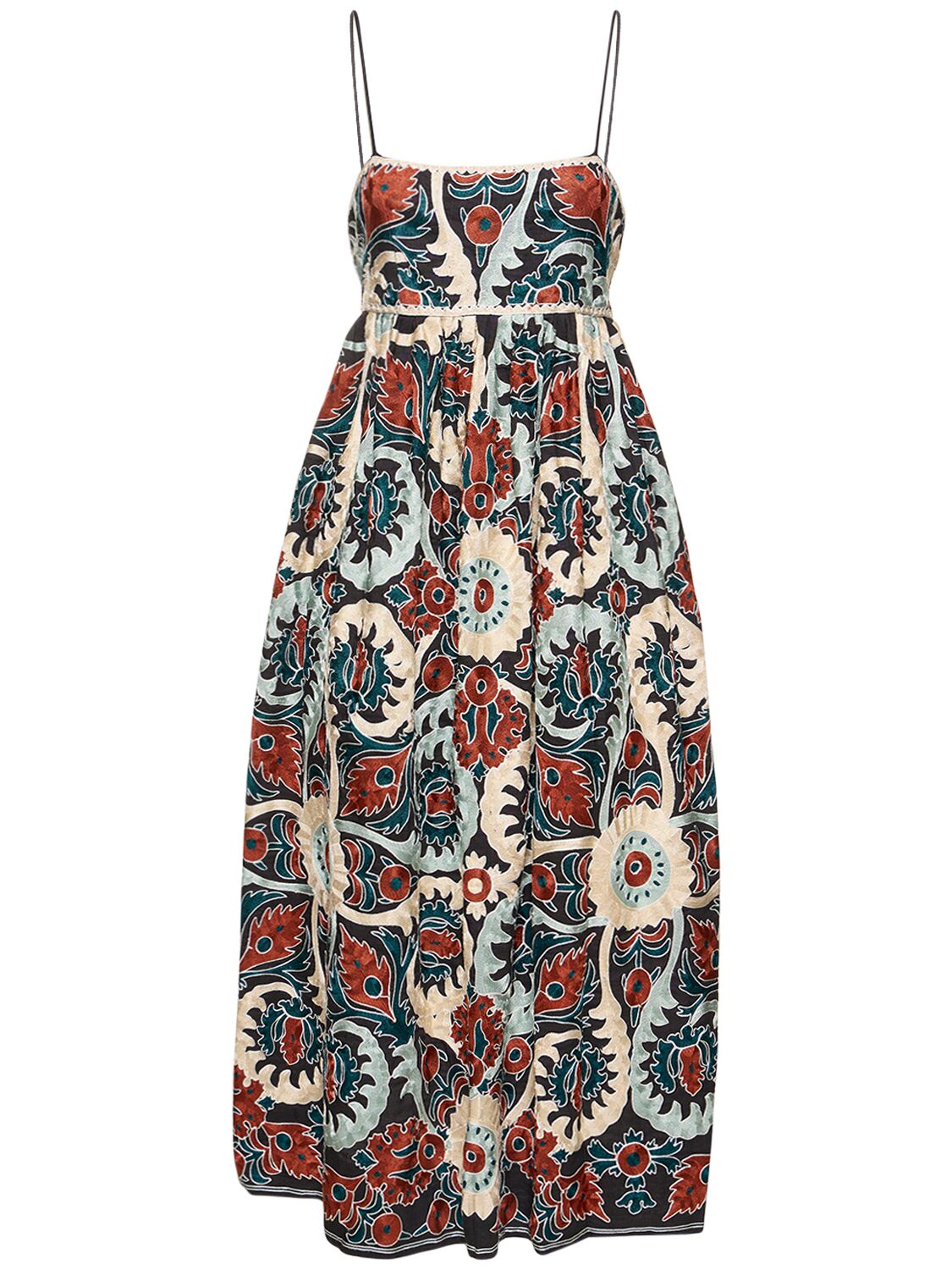 Image of Mayra Printed Linen Blend Midi Dress