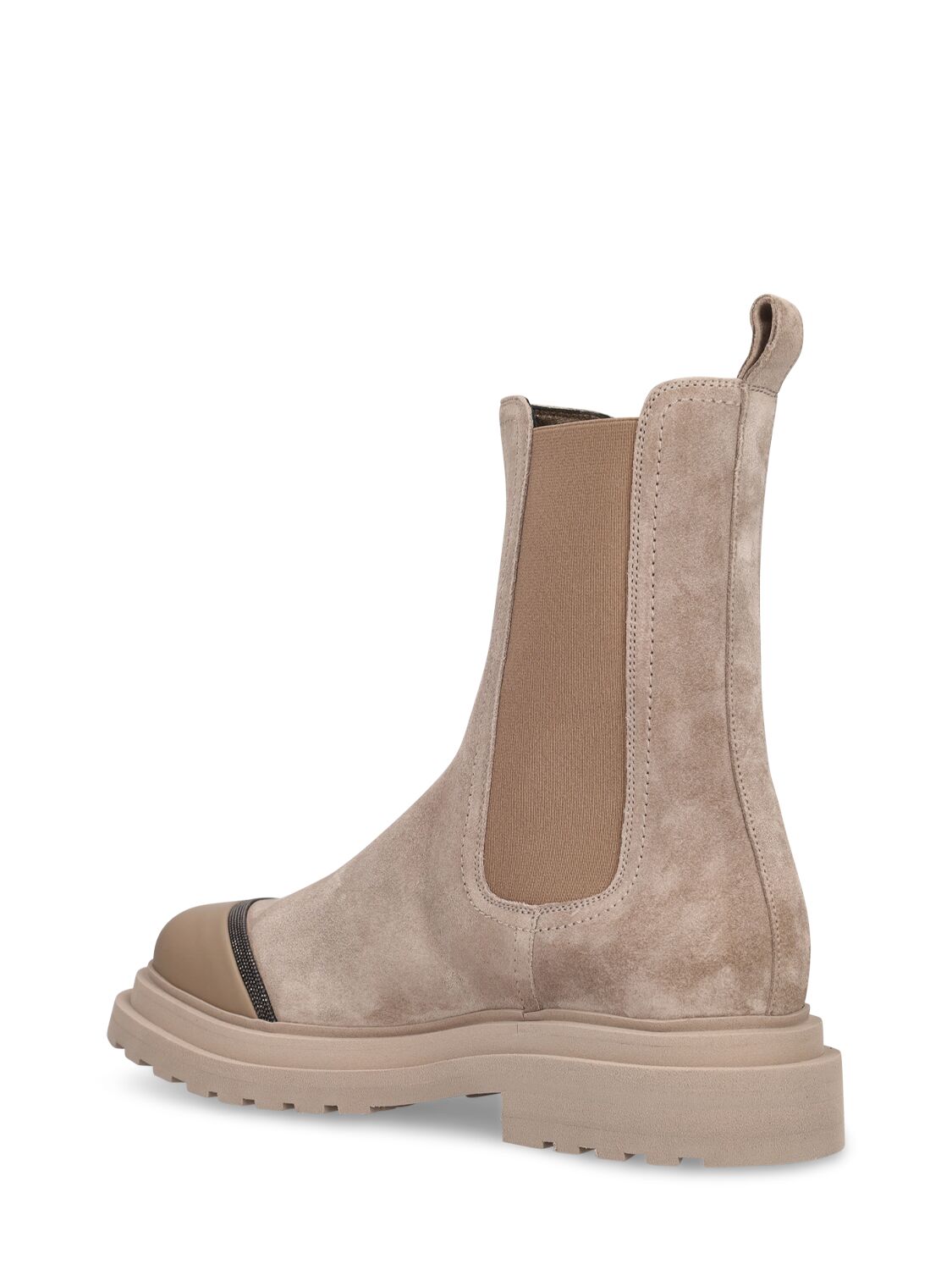 Shop Brunello Cucinelli 35mm Suede Ankle Boots In Taupe